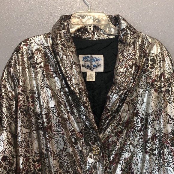 Vintage Pacific I.D. jacket Women's Ones Size coat foil look abstract art deco - Picture 3 of 11